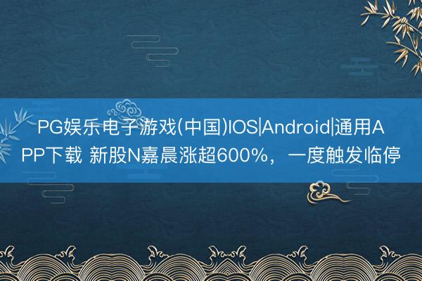 PG娱乐电子游戏(中国)IOS|Android|通用APP下载 新股N嘉晨涨超600%，一度触发临停